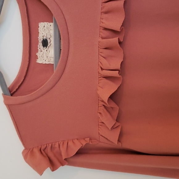 Cupio Women's Long Sleeve Ruffle Chest Knit Top Terracotta Clay - XL - Picture 5 of 10